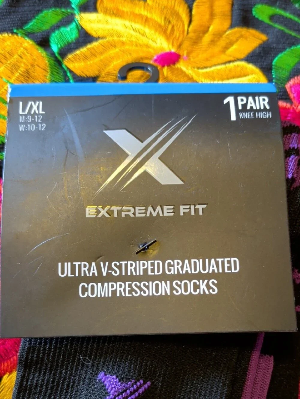 Men’s Black & Purple Graduated Compression Athletic Socks - L/XL